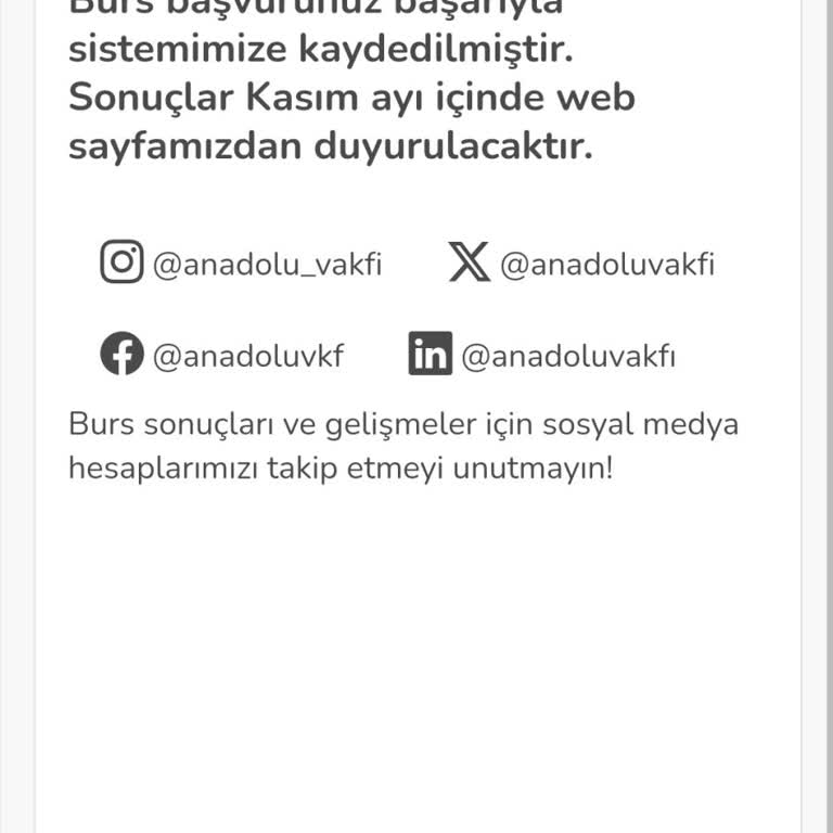 Anadolu Vakfı Burs Başvurusu Sorunu