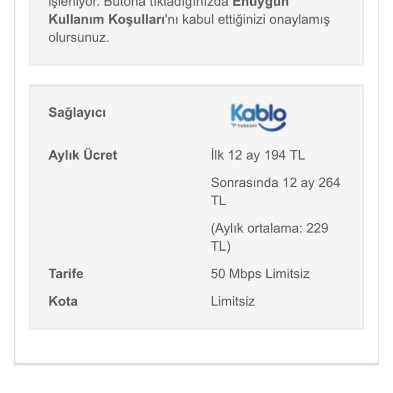 TÜRKSAT Kablo Net Yanlış Fiyat