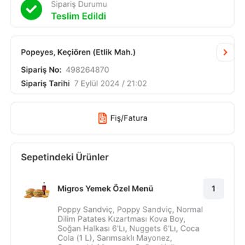Popeyes Eksik Ve Yenmeyecek Sipariş Yemek Gönderimi. Haksız Kazanç.