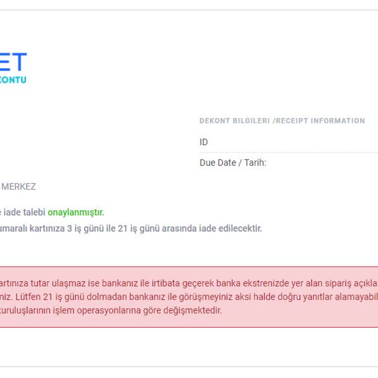 Vallet (vallet.com.tr) İade Kontrol Numarası Talebi Ve Banka Bilgilendirmesi