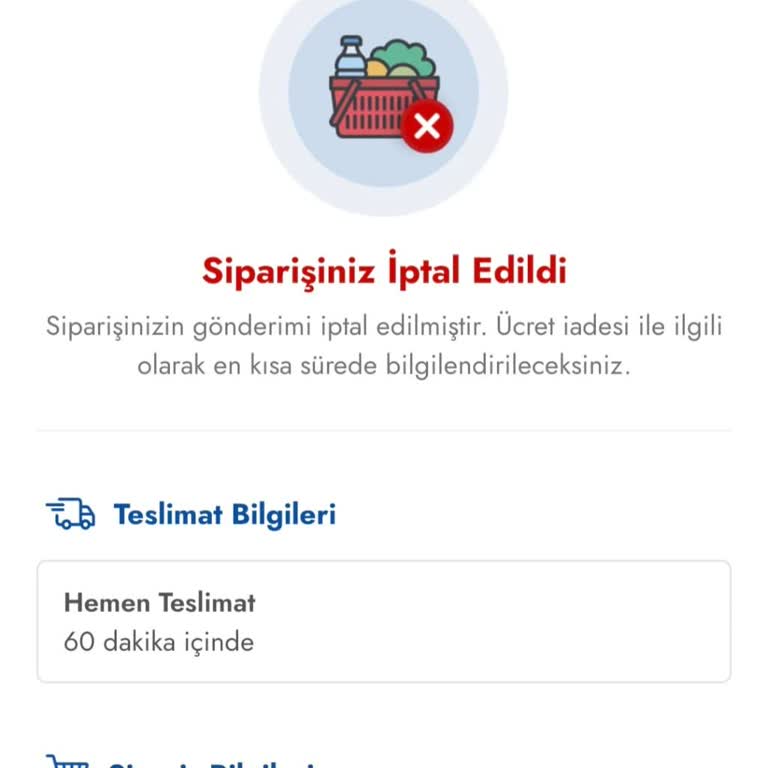 Şok Marketler Şok Cep Market Uygulamasında Sipariş İptali Ve Gecikme Sorunu