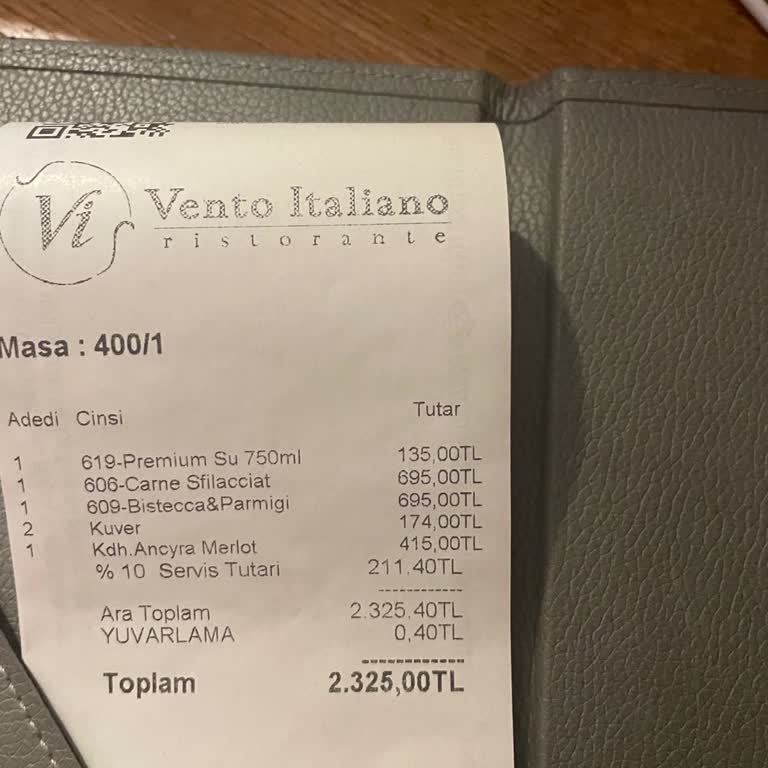 Vento Italiano Ristorante Vento İtaliano Hesaba Hem Kuver Hem Servis Ücreti Eklenmesi Skandalı