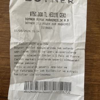 Boyner Yanıltıcı Hediye Çeki Bilgilendirmesi