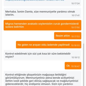 Migros İade İçin Bilgilendirme Dönüş Alamıyorum