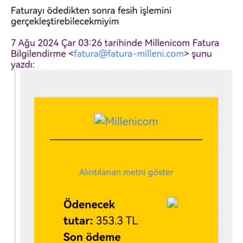 Millenicom İptal Etmediği İçin Haksız Fatura İşlemi