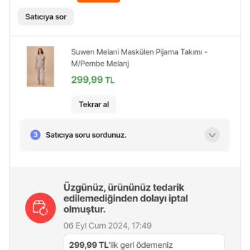 Suwen Pijama Takımı Tedarik Edilemedi (olmasına Rağmen)