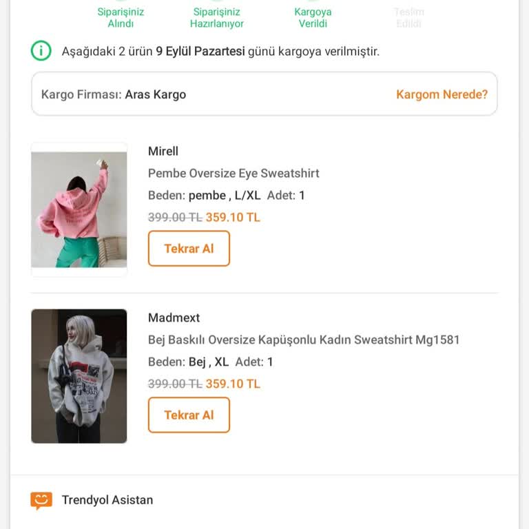 Trendyol'dan Şikayetçiyim Kargolarım Elime Ulaşmadı