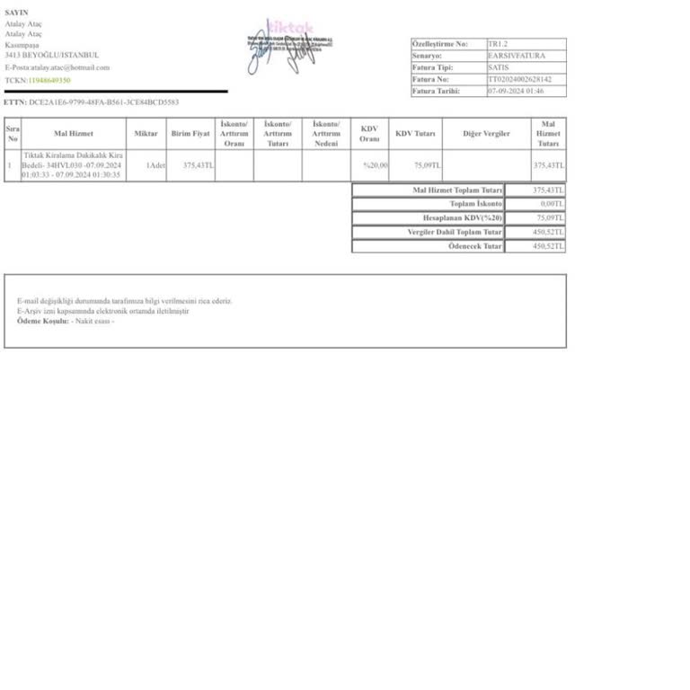 TikTak Kirala Vale Hizmeti Nedeniyle Kaybolan Cüzdan Ve İlgisizlik