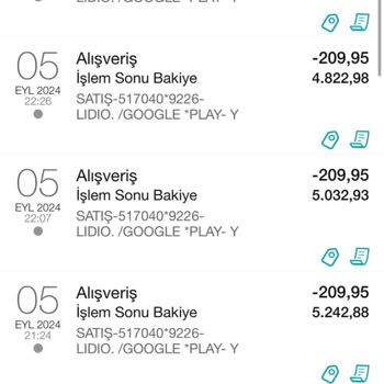 Garanti BBVA Garanti Bankkart- Lidio/Google Play Onaysız Para Çekimi