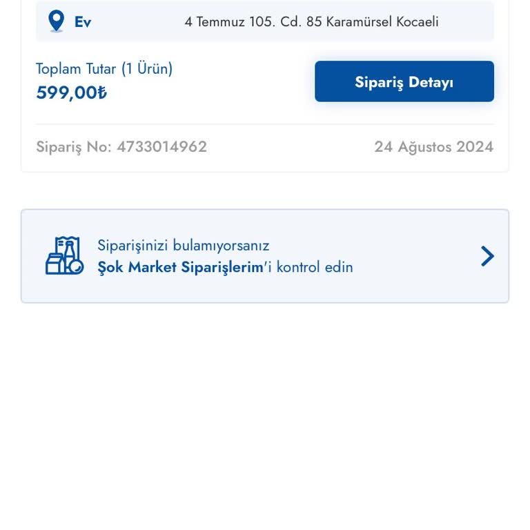Şok Marketler Siparişimin Kargoya Çıkmaması