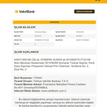 VakıfBank Sigorta Poliçesi Adı Altında Para Kesimi