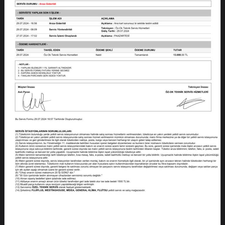 Özok Teknik Servis Öz Ok Teknik Servis Beyaz Eşya Tamir Pişmanlığı