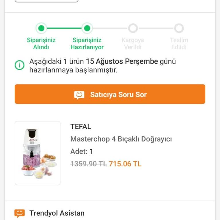 Tefal'den Alınan Ürünün Ulaştırılmaması