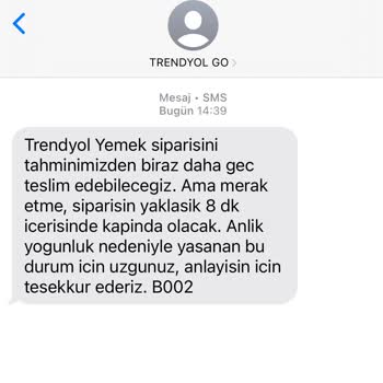 Trendyol Yemek Senin Siparişe Geciktik Bari Diğerine Yetişelim