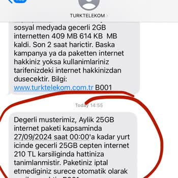 Türk Telekom 25GB Paket Süresi Hakkında Yanıltıcı Bilgi