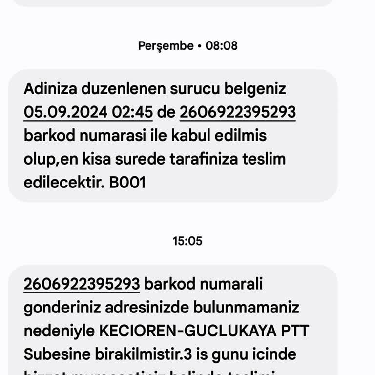 PTT Kargo Adrese Gelmiş Gibi Adrese Bırakılmayan Kargo