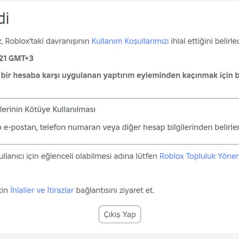 Roblox Hesabım Sebepsiz Yere Silindi