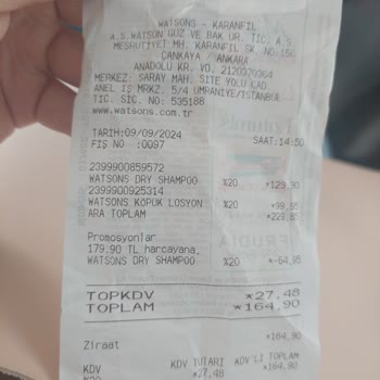 Watsons Üyelik İndirimi Yapılmadı!