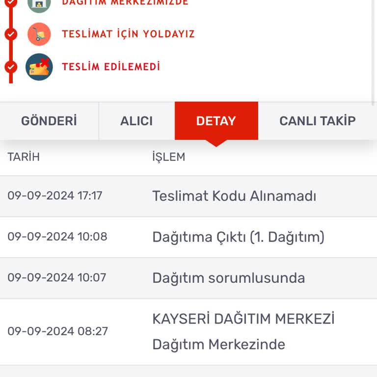 KARGOMsende Teslimat Kodu Alınamadı