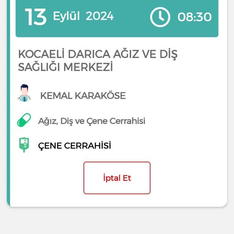 Darıca ADSM Kocaeli Ağız Diş Ve Sağlığı Merkezi Randevu İptali Hk.