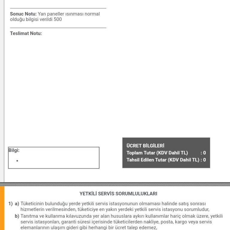 Servis Randevusu ve Fatura Sorunları