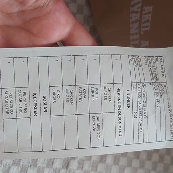 Saloon Burger Pakette Sorumsuzluk, Ürün Eksikliği