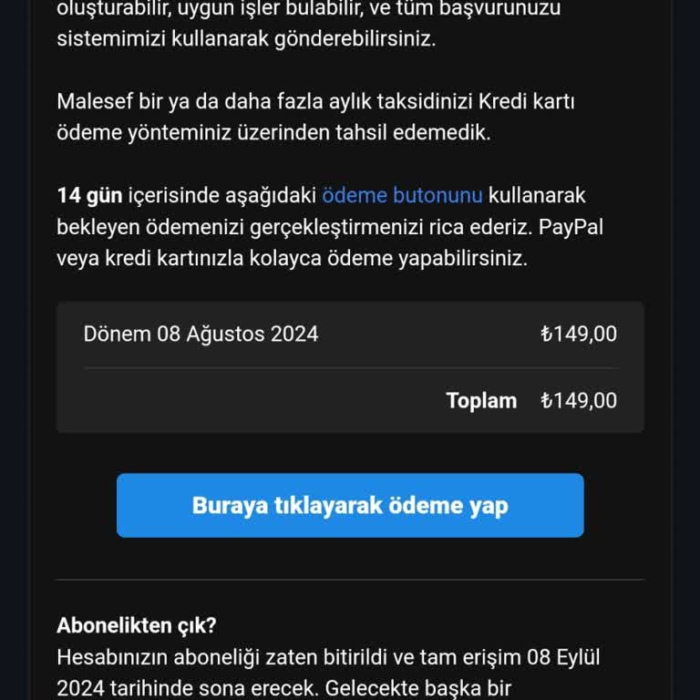 CV Maker Bilgim Dışında Üye Yapıp Ücret Talep Ediyor.