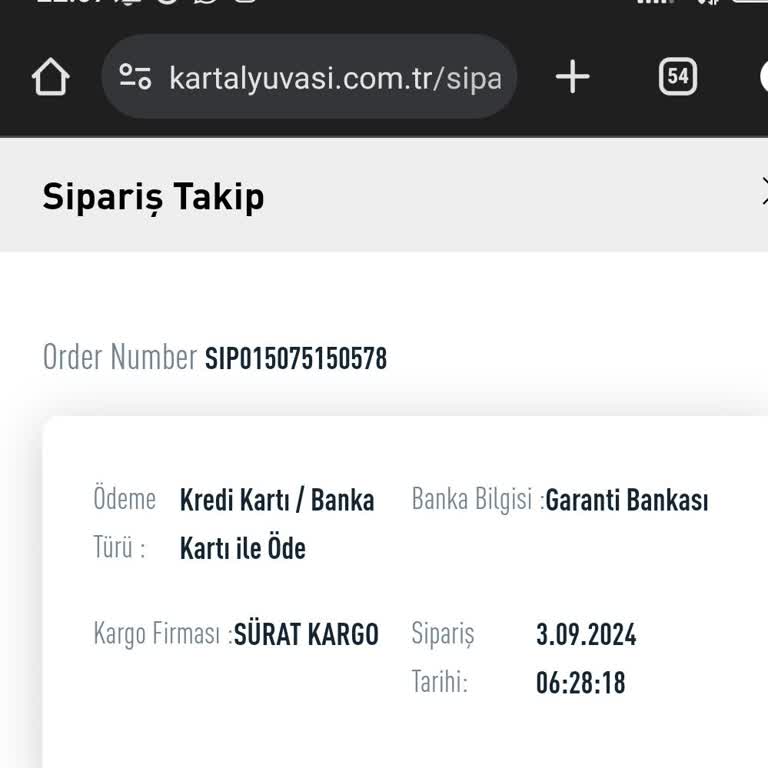 Kartal Yuvası Sipariş Takibi Hakkında Sorun Var