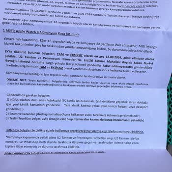 Nescafe Express Çekilişinde Kazandığım Apple Watch'u Alamıyorum