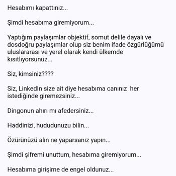 Linkedin'İN Hukuksuz, Yargısız İnfazla Keyfine Göre Hesabımı Kapatması