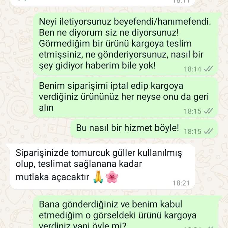 Lilyana Flowers Onaylamadığım Ürünü Gönderdi