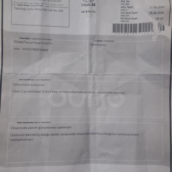 Tecno Mobile Tecno Pova 4 3 Kere Servise Giden Telefonda Servis Hatası.
