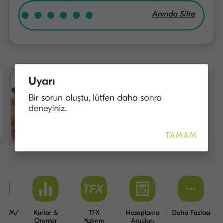 Türkiye Finans İşleminizi Şu Anda Gerçekleştiremiyoruz Hatası