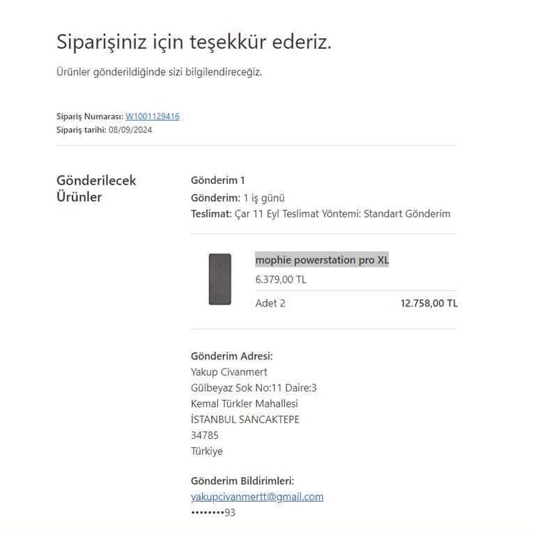 Apple Bilgi Verilemeden Sipariş İptali