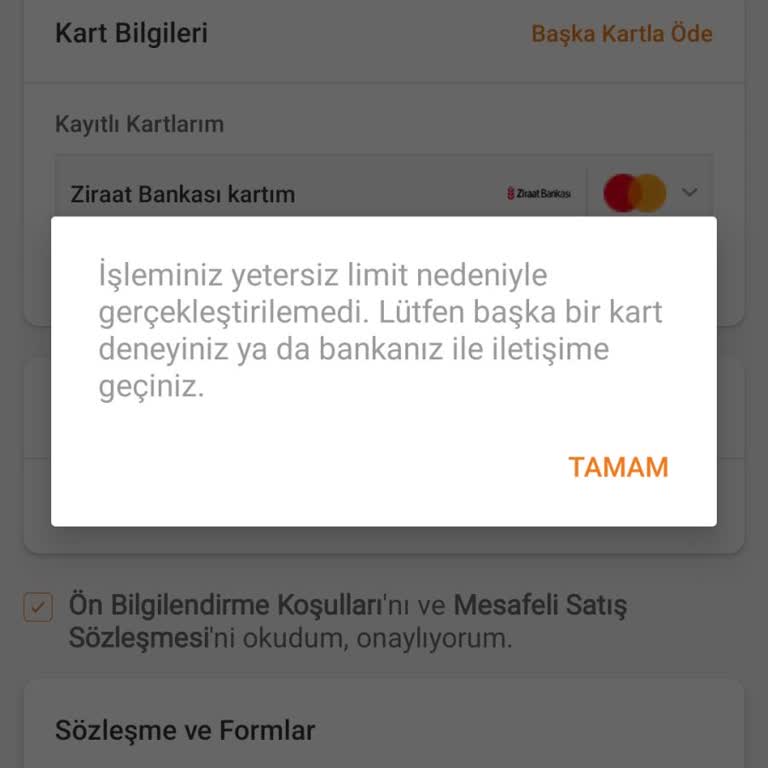 Ziraat Bankası Online Alışveriş Reddi