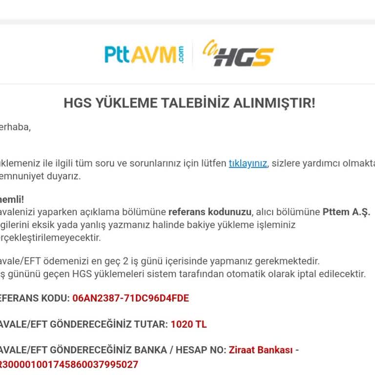 Pttcell Epttavm HGS Yüklemesi Yapılması Hakkında