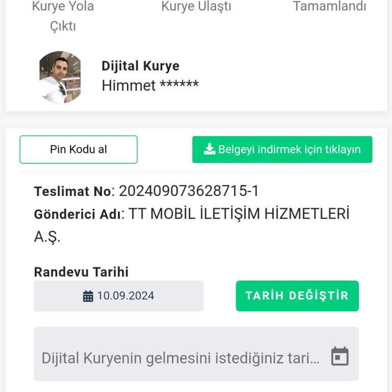 Dijital Kurye Sim Kartı Teslimi