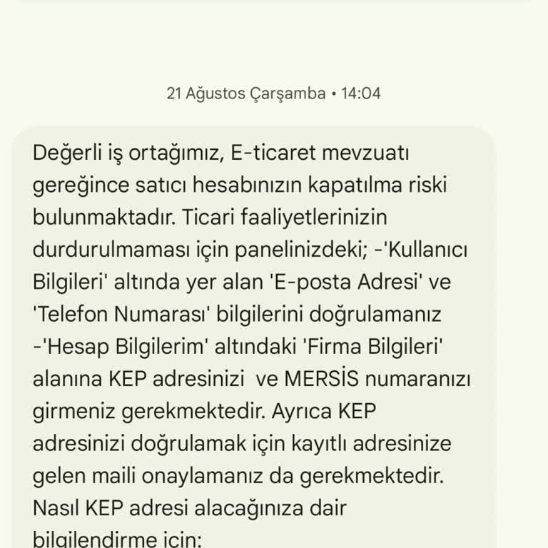 Trendyol SMS İptali İstiyorum