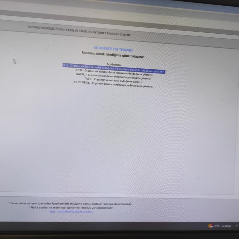 Akdeniz Üniversitesi Diş Hekimliği Fakültesi Randevu Sistemi Problemi