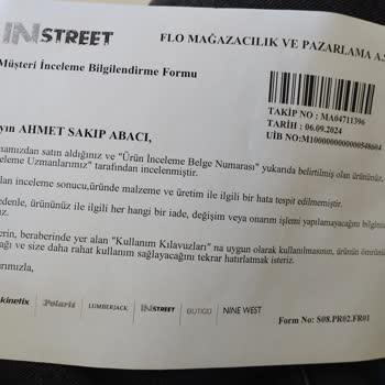In Street Ürün Hatası İnceleme İstiyorum