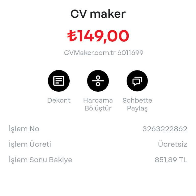 CV Maker İzinsiz Para Çekme