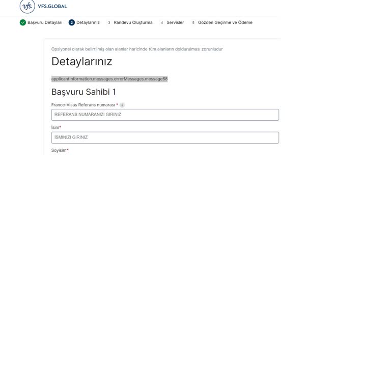 VFS Global VFS- Message 68 Hatası - Randevu Alamama