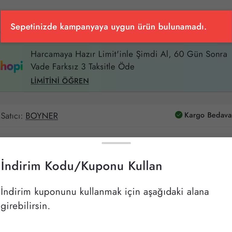 Boyner İndirim Kodu Çalışmıyor