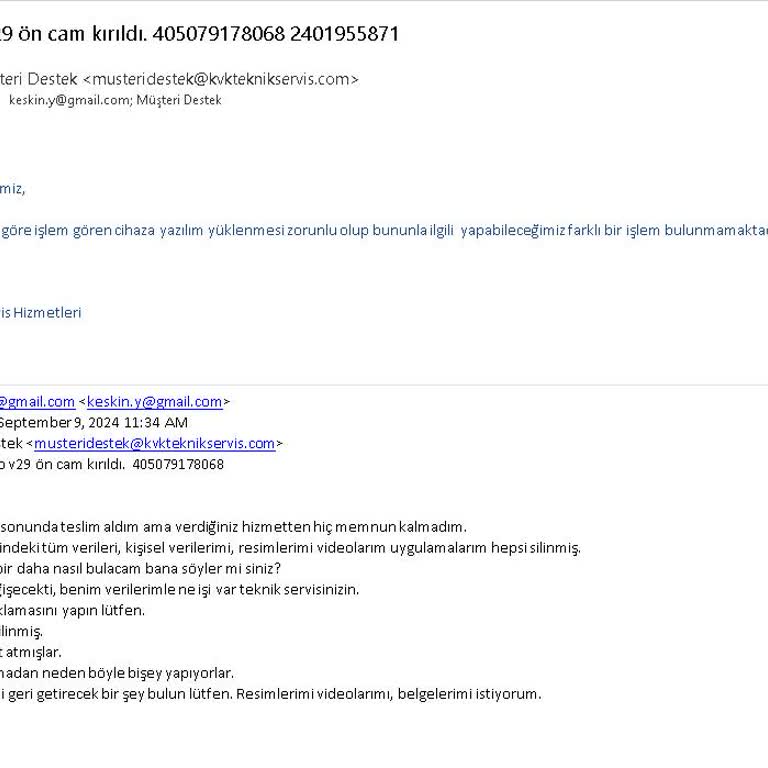 KVK Teknik Servis İş Bilmezliği