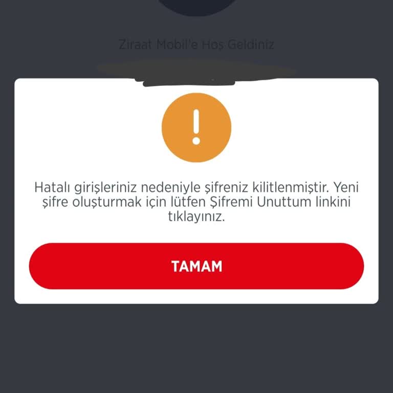 Ziraat Bankası Mobil Şifre Kilitlenmesi