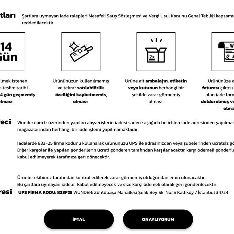 Wunder İade Talebi Hk;