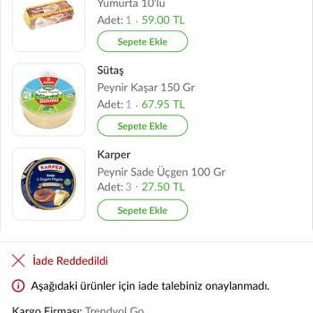 Trendyol Hızlı Market Trendyol Teslim Edilmeyen Ürünün Parasını Geri Vermiyor.