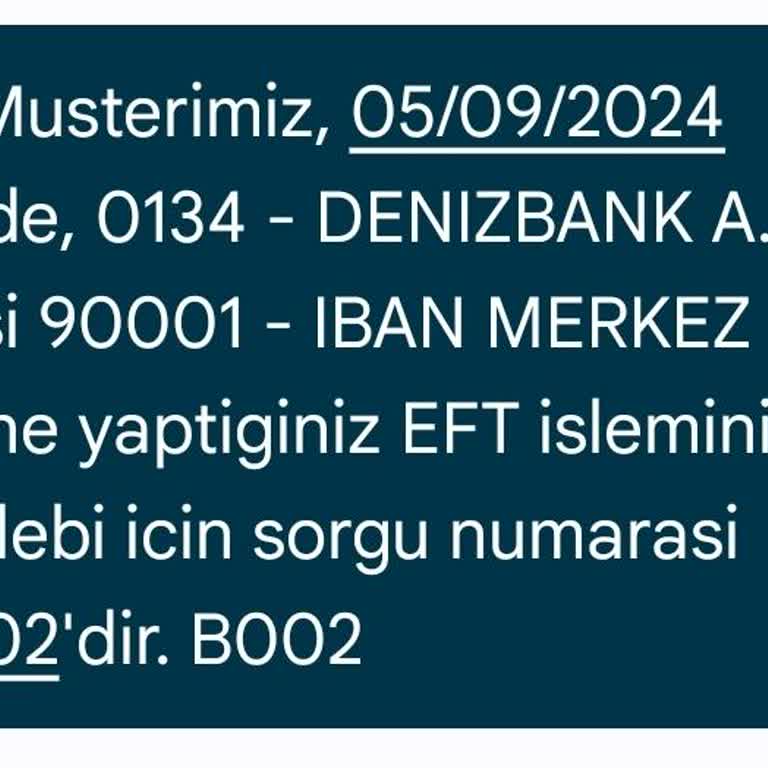 Denizbank EFT İptal Talebi