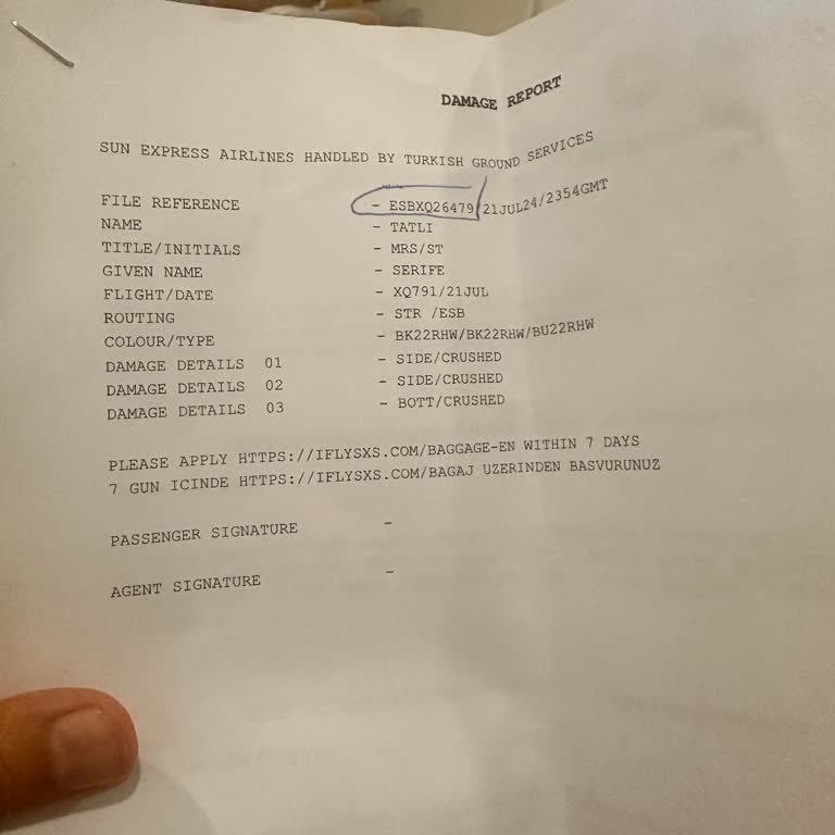 SunExpress Damaged 3 Suitcases on Flight – No Response for Compensation After Months