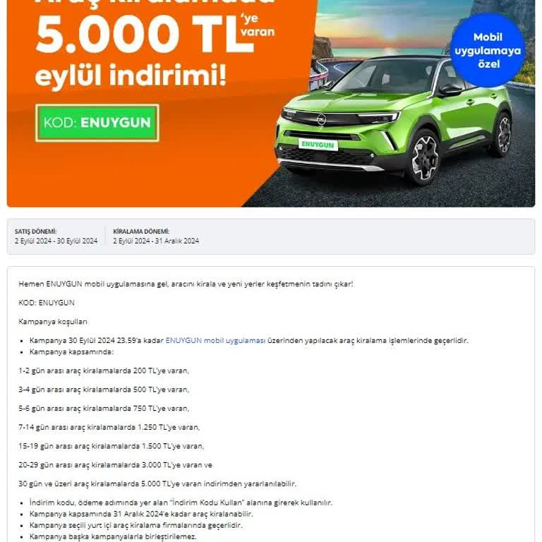 Enuygun Kampanya Şartlarına Uymuyor